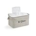 Dejaroo Baby Wipe Storage Bin - Nursery Organizer Caddy - Embroidered Eco-friendly Grey Linen (GREY)
