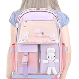 fengshan Mädchenrucksack für Kinder | Mädchen Schultasche Rucksack Reise Tagesrucksack - Vorschul-Laptop-Rucksack, Business-Tasche mit gefülltem Kawaii-Kaninchen