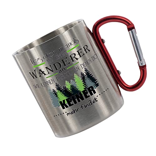 CreaLuxe Edelstahltasse Mit Karabiner – Spruch „Ich Beobachte Euch Alle“, 330ml, Personalisierbar