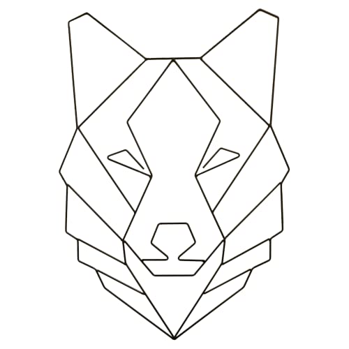 Décoration Murale en Métal 3D 105 x 73 cm, Wolf Metal Wall Art, Tête de Loup, Minimalist et Géométrique | Décoration Maison et Bureau, Cadeau de Pendaison de Crémaillère - Noir