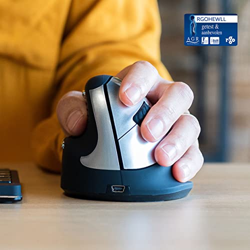R-Go Tools Wireless Vertical Ergonomic He Mouse – Medium Hand Size, 5 Buttons, Customizable, Plug & Play – Enhances Comfort & Productivity | Compatible- Windows, Mac, Linux | Ideal For Comfortable Computing #TOP1
