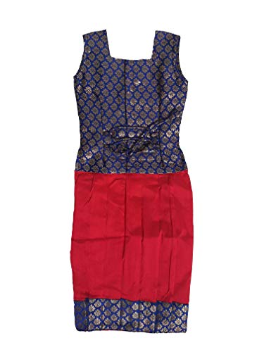Image of Ashwini Girl's Polyester Pattu Pavadai With Skirt