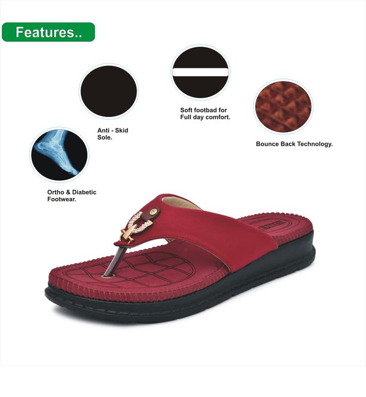 Image of HEALTH FIT Diabetic & Orthopedic with Super Extra Soft Ortho Care Anti-Skid Doubleu Flip-Flops for women Slippers /Doctor Chappal & Footwear HF329