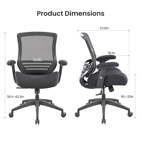 Image of BOLISS 400lbs Ergonomic Office Chair Soft Thick Seat with Mesh Back (Black) | Wide Cushion, Computer Desk Chair, Tilt Lock, Height Adjustable Arms and Lumbar Support Reduce Back Pain