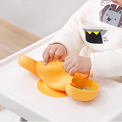 Longdear Suction Plates For Baby,Toddler Plates With Suction,Silicone Divided Kids Placemat Fits Most Highchair Trays,Microwave & Dishwasher Safe (Yellow) #TOP1