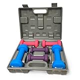 Gymenist Dumbbell Set With Hard Carry Travel Plastic Case Includes 3 Pairs (1LB - 2LB - 4LB)