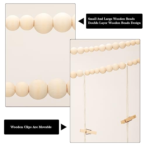 Anwyll AYUSJ1034 Photo Banner With Clips,Wall Hanging Photo Display With Wood Beads,Collage Picture Frames,Boho Macrame Wall Hanging Decor thumb #2