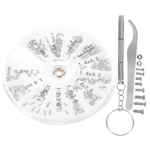 WOONEKY 眼鏡修理キット 小型ステンレス製ネジ ドライバー ピン付き 家用多機能メンテナンス工具 時計 サングラス対応 収納ケース入り