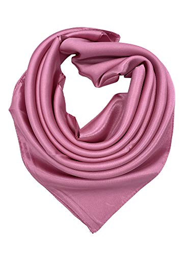YOUR SMILE Pure Pink Silk Feeling Scarf Women s Large Square Satin Headscarf (340)