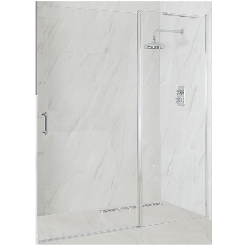 Milano Langley Chrome Single Hinged Frameless Shower Door - 1500mm