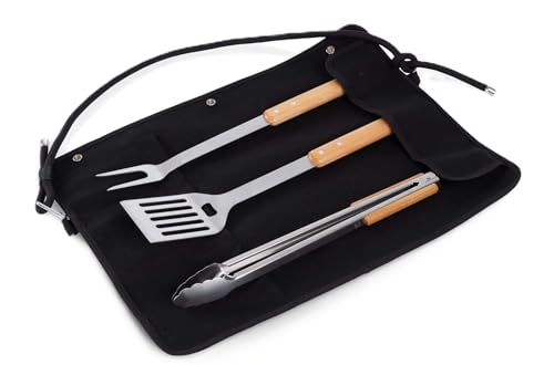 Set Parrillero 3 Piezas Acero Inoxidable y Madera miniatura 2