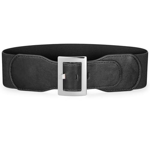 SUOSDEY Wide Elastic Belts for Women Dresses 3 Inch Wide Stretchy Santa Belt for Halloween Costume