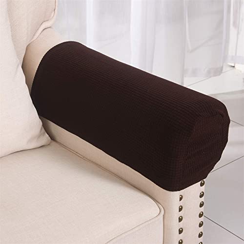 Set Of 2 Stretch Armrest Covers Spandex Arm Covers For Chairs Couch Sofa Armchair Slipcovers For Recliner Sofa, Jacquard Armrest Covers, Anti-Slip Furniture Protector Washable Armchair Sl(Color:brown)