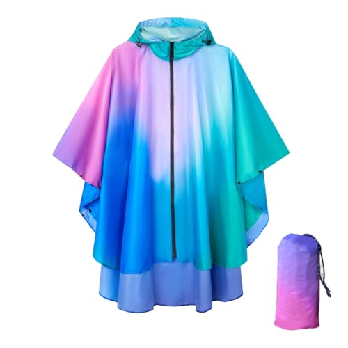 Waterproof Hooded Lightweight Rain Poncho for Adults Women Men with Pockets Unisex Fashion Zipper Jacket Coat