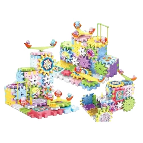 キッズ ブロック - 電動回転幼児用組み立てセット | STEMギア教育キット 3歳以上向け,保育園 幼稚園 学校 お出かけ