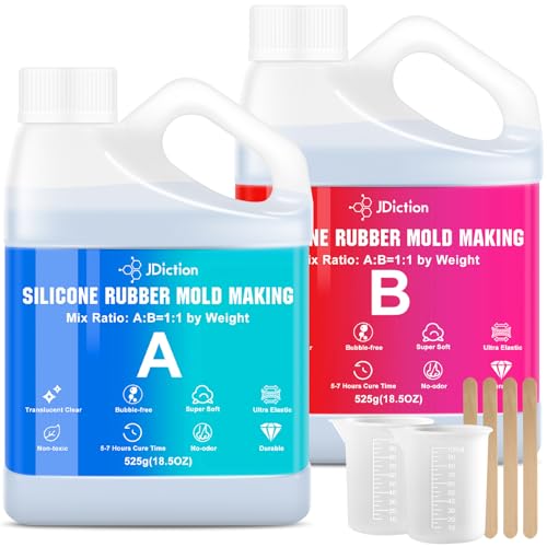JDiction Silicone Mold Making Kit, 2.32lb(37oz) Super Elastic Liquid Silicone Rubber Fast Cure Soft Mold Making for Casting Resin, Candle, Soap Molds