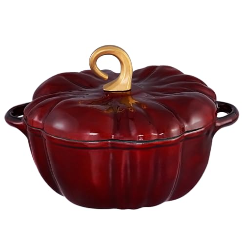 Zucca olandese forno pentola con coperchio, 3,8 qt ghisa forno olandese per la cottura del pane, design smaltato