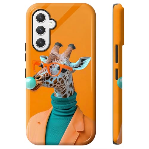 BWEGRHE Giraffe Bubbles Phone Case for Samsung Galaxy A54 5G, Dual Layer Shockproof Heavy Duty Protective Cover with Soft TPU + Hard PC, Anti-Scratch Slim Fit, Wireless Charging Compatible