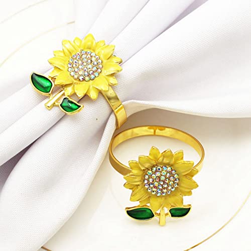 Sunflower Napkin Holders Rings Set of 12Spring Theme Napkin Ring for Wedding Christmas Graduation Party Dining Table Great