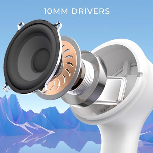 Image of beatXP Pulse XPods Bluetooth True Wireless Ear Buds with 40H Playtime, Dual Mic AI ENC, Low Latency for Gaming Mode, Type C Earphone with 10mm Drivers, IPX5, BT 5.3, Touch Control (White)