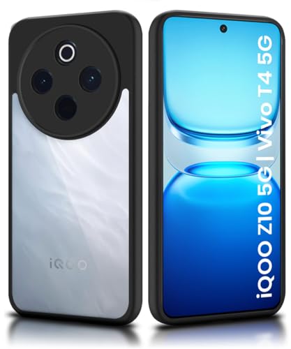 Image of WOW IMAGINE Shockproof Hybrid Back Cover for iQOO Z10 5G | Vivo T4 5G | Hard Slim fit Back Case | PC & TPU | Clear Transparent Case - Black