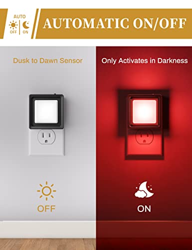 Image of DORESshop Red Night Light [2 Pack], Plug in Wall Night Lights, Twilight Sensor, LED Night Light with Adjustable Brightness, Bedroom, Bathroom, Hallway