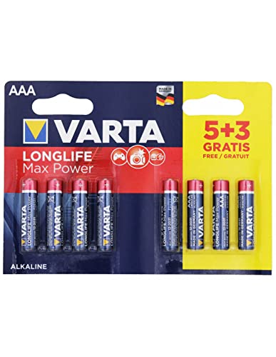 4703101428 Longlife Max Power Max Tech Batteria Alcalina Ministilo AAA LR3 Confezione da 5+3 Pile - Il design può variare risparmio Promozionale