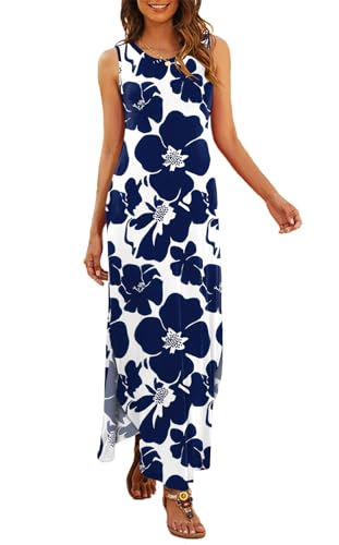 Image of Hount Women's Casual Summer Sleeveless Dress Loose Split Maxi Dresses with Pockets