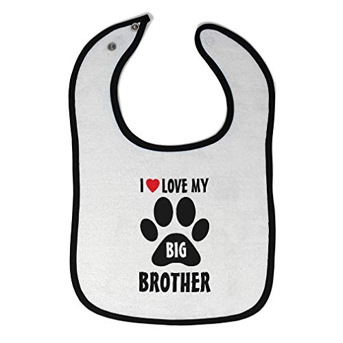Toddler & Baby Bibs Burp Cloths Love I Love My Big Brother with Dog Black Paw Footprint Cotton Baby Items for Baby Girl & Boy White Black Design Only