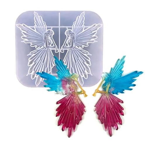 Gulinaza Angel Fairy Resin Epoxy Mold Jewelry Pendant Crystal Casting Making Silicone Mold for DIY Craft Tool Cake Topper Decoration Molds Tool