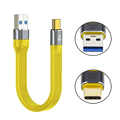 CY Yellow 10Gbps USB 3.1 Type C Male to USB3.0 Type A Male Flat Slim FPC Data Cable 13cm Compatible with iPhone 15 Laptop Phone - Image 4