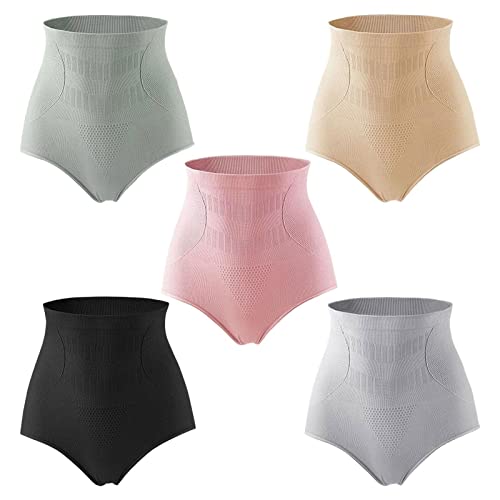 Virtcooy Lot de 5 Culottes de Serrage Vaginal en Nid d'abeille en Graphène et de Mise en Forme du Corps, Culotte Taille Haute en Nid d'abeille en Graphène pour Femmes, Culotte Sculptante Cover