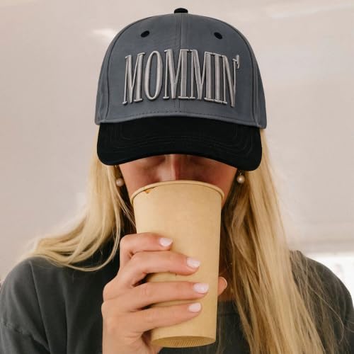 Image of Mommin Trucker Hat for Women, Vintage Two-Tone mom hat with Mommin 3D Embroidery, New Mom Gifts Mothers Day Outfits