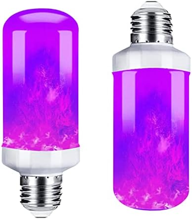LeiNetfor Purple Flame Light Bulbs with Upside Down Effect,2 Pack LED Halloween Christmas Light Bulbs ,4 Modes Purple Outdoor Light Bulbs,E26 Base Christmas Decorations Light Bulbs, (2 Pack)