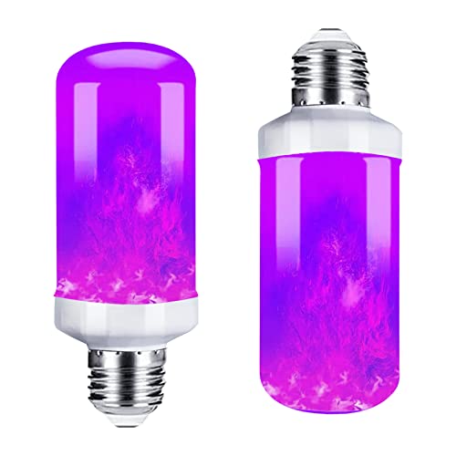 Leinetfor Purple Flame Light Bulbs With Upside Down Effect,2 Pack Led Halloween Christmas Light Bulbs ,4 Modes Purple Outdoor Light Bulbs,E26 Base Christmas Decorations Light Bulbs, (2 Pack) #TOP1
