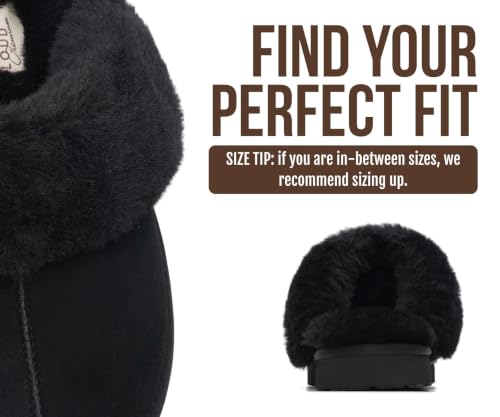 Image of Project Cloud Genuine Leather Slippers for Women with Genuine Fur Lining, Non-Slip Indoor /Outdoor Clog Mule Slippers, Memory Foam Insole