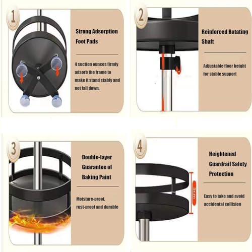 Étagère à épices rotative en métal réglable Lazy Susan pour cuisine, salle de bain, chambre à coucher – Solution de rangement multifonctionnelle