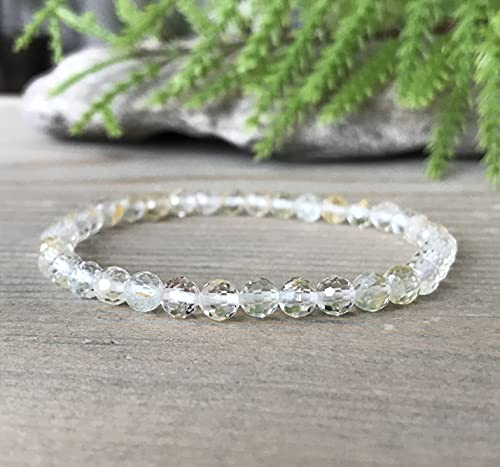 5mm Faceted Genuine Yellow/Clear Topaz Bracelet, Topaz Bracelet, Genuine Topaz Bracelet, December Birthstone