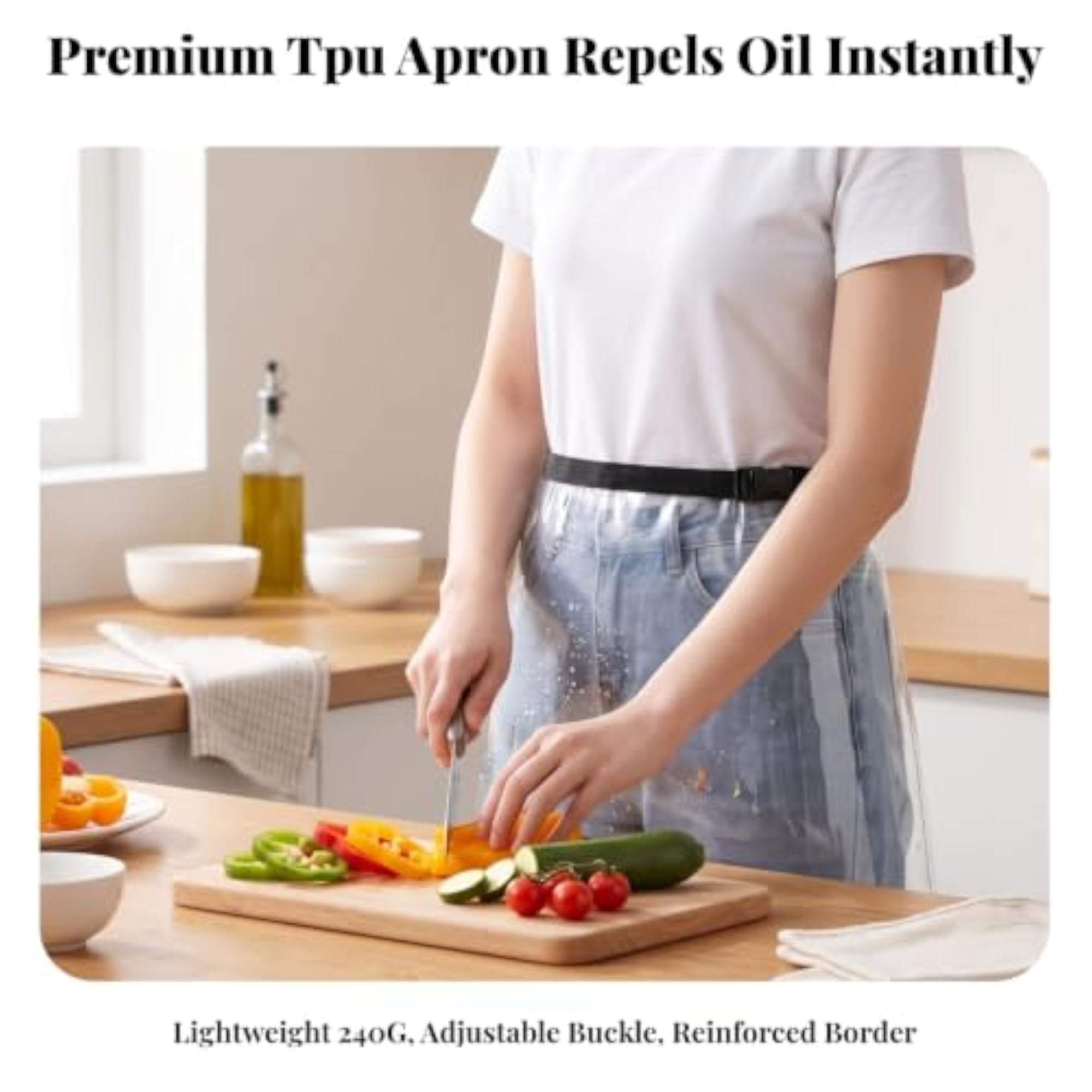 Waterproof Half Apron with Buckle, Lightweight & Washable