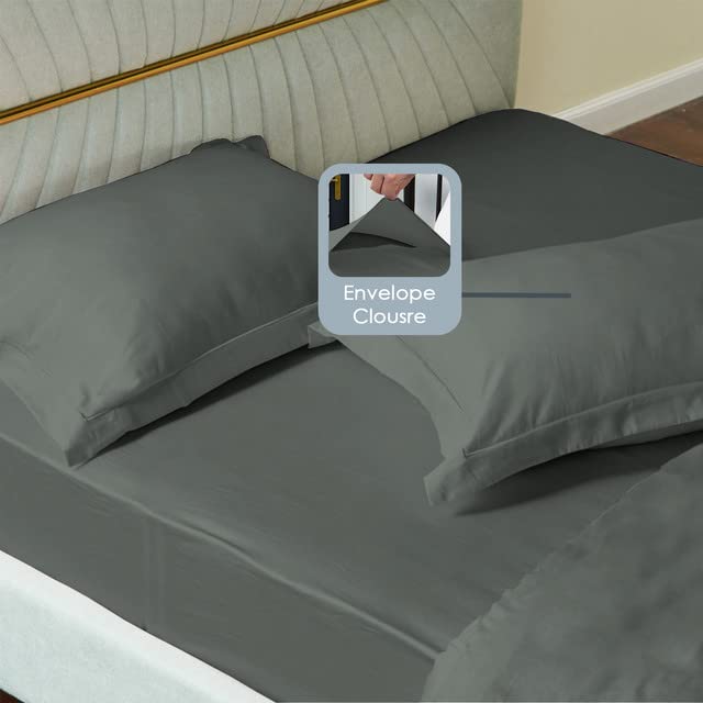 Pizuna Luxurious Cotton King Size Oxford Pillowcases 2 Pack Dark Grey 50x90cm - Image 3