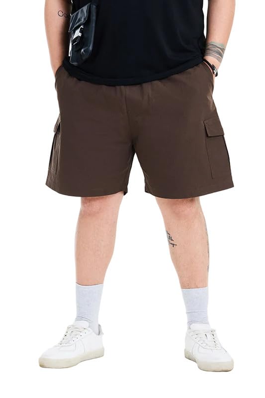 SNITCH Men Plus Size Shorts Street Wear | Regular Fit Ripstop Textured Cargo Style with 6 Pockets & Mid Rise | Pure Cotton Breathable Woven Fabric for Summer & Casual Use-picture-12