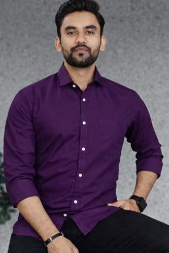 Image of Men Cotton Blend Full Sleeve Shirt for Man | Casual Business Party Festival Regular Fit, Long Sleeve with Chest Pocke | Formal Shirt for Men
