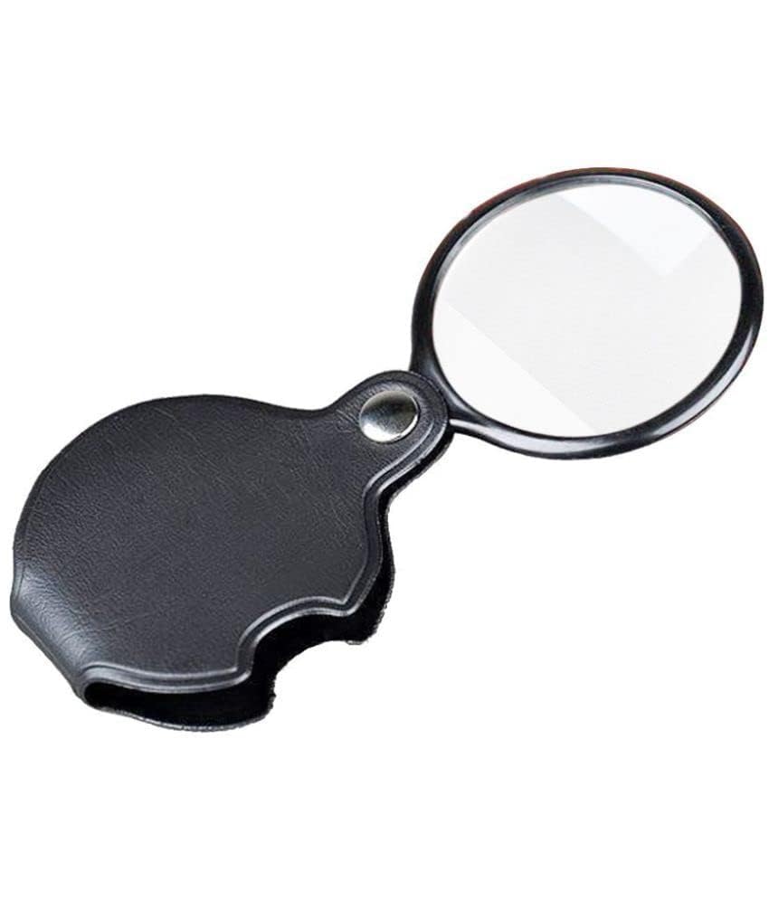 Image of KP2 Mini Pocket Magnifying Glass Folding Magnifier Loupe with Rotating Protective Holster Leather Pouch for Reading, Science Class, Hobby