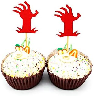 Red Glitter Zombie Arm Cupcake Toppers Halloween Cupcake Toppers Zombie Hand Food Picks