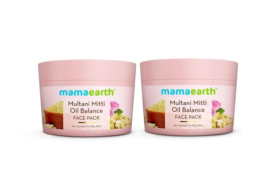 Image of Mamaearth Multani Mitti Oil Balance Face Pack with Multani Mitti & Bulgarian Rose for Normal to Oily Skin - 200 g (Pack of 2) | DIY-like Texture | Controls Oil & Acne | Clay Face Mask | Free From Harmful Chemicals