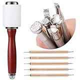 UOOU Leather Stamp Tools, Leather Carving Set, Leather Kit with Leather Carving Hammer, Stamp Punch Set and Tracing Pen, Leather Carving Working Saddle Making Tools for Leather Craft DIY