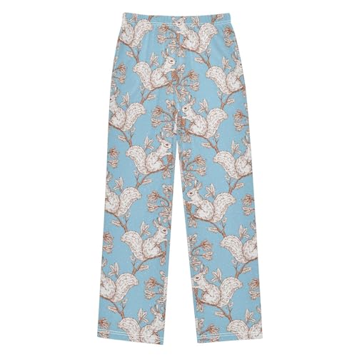 Squirrel Pine Cone Print Boys Long Pants Soft Trousers Elastic Waist Kids Lounge Bottoms with Pockets S-XL