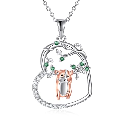YAFEINI Meerschweinchen Halskette Sterling Silber Süßes Hamster Herz Anhänger Halskette Meerschweinchen Schmuck Geschenke für Damen Mädchen (Meerschweinchen Kette)