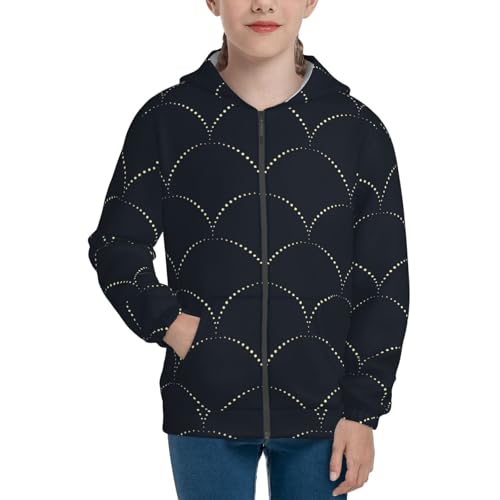 Black Fish scales Kid Hoodies Boys Zip Up Sweatshirts Girls Pullover with Pocket3