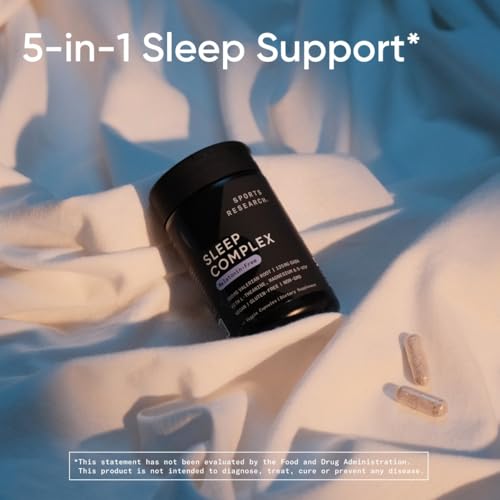 Sports Research® Sleep Complex- Melatonin-Free Vegan Capsules - with Valerian Root, GABA, L-Theanine, Magnesium & 5-HTP - 30 Servings - Image 5